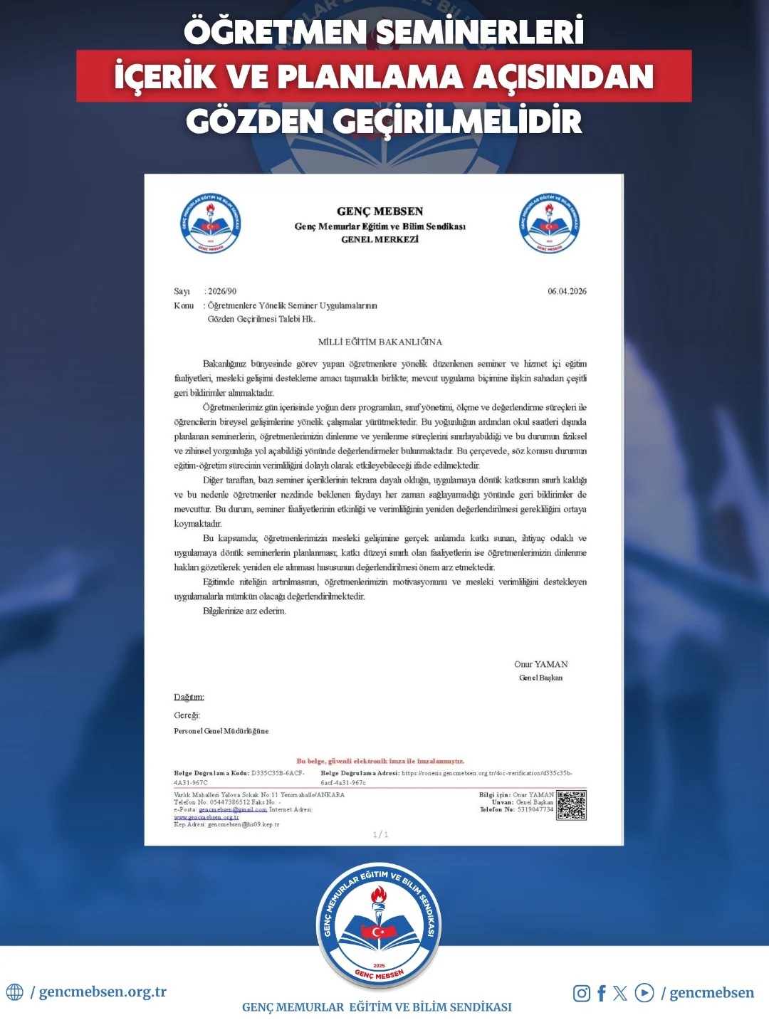 Öğretmen Seminerleri İçerik ve Planlama Açısından Gözden Geçirilmelidir